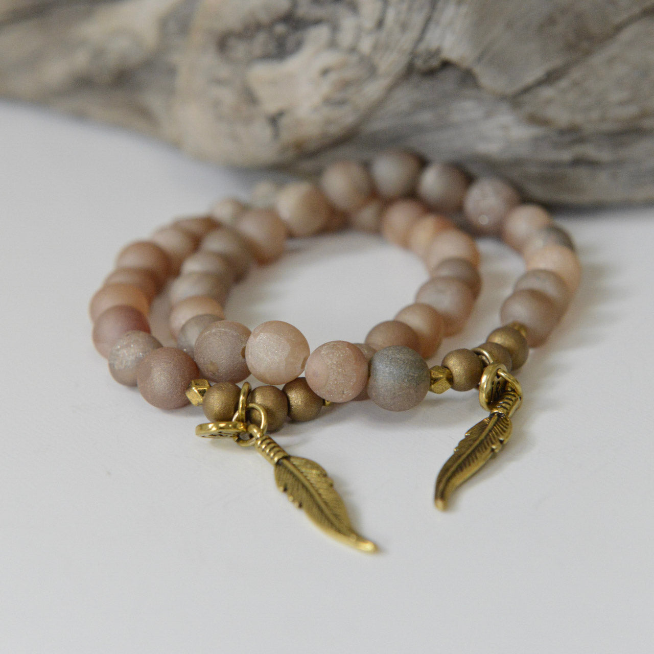 Peaches & Cream Beaded Bracelet