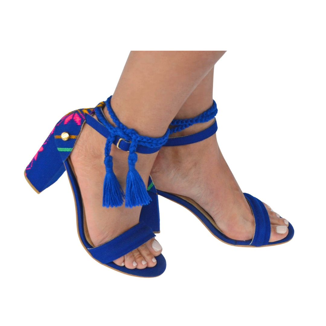 Mexican Block Heels - IZEL Blue