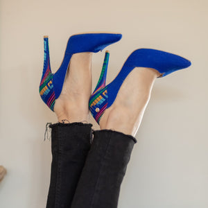 Mexican Embroidered Pumps Royal Blue 2