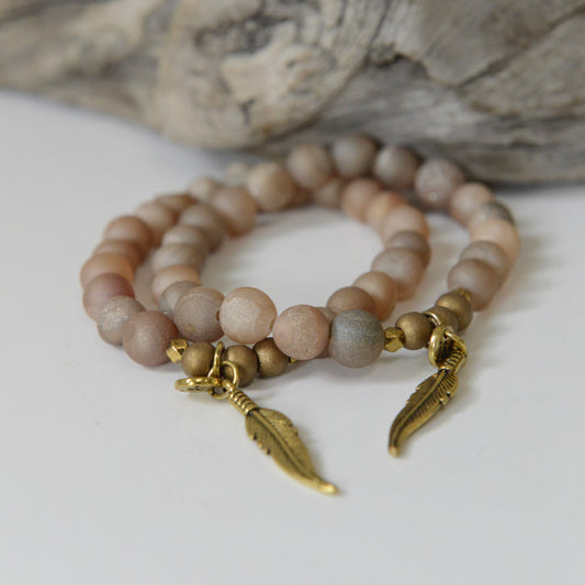 Peaches & Cream Beaded Bracelet