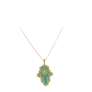 Hamsa Hand Necklace with Gold Plated Chain 1