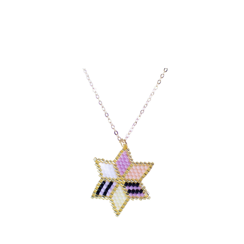 Huichol Star Necklace with Gold Plated Chain 1