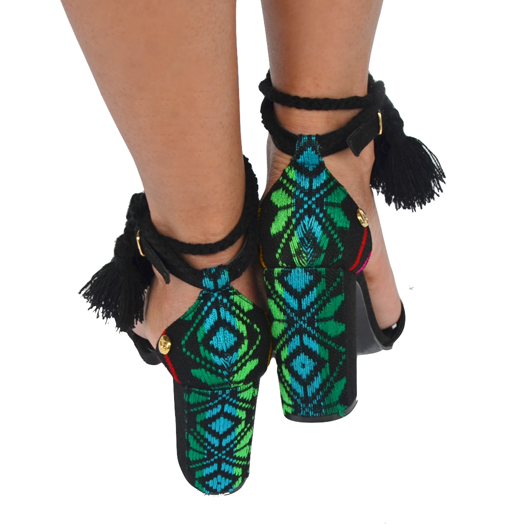 Mexican Block Heels Black (Back)