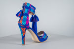 Mexican Heels with Platform Blue Embroidered 2