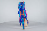 Mexican Heels with Platform Blue Embroidered 3