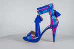 Mexican Heels with Platform Blue Embroidered 5