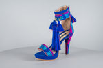Mexican Heels with Platform Blue Embroidered 6