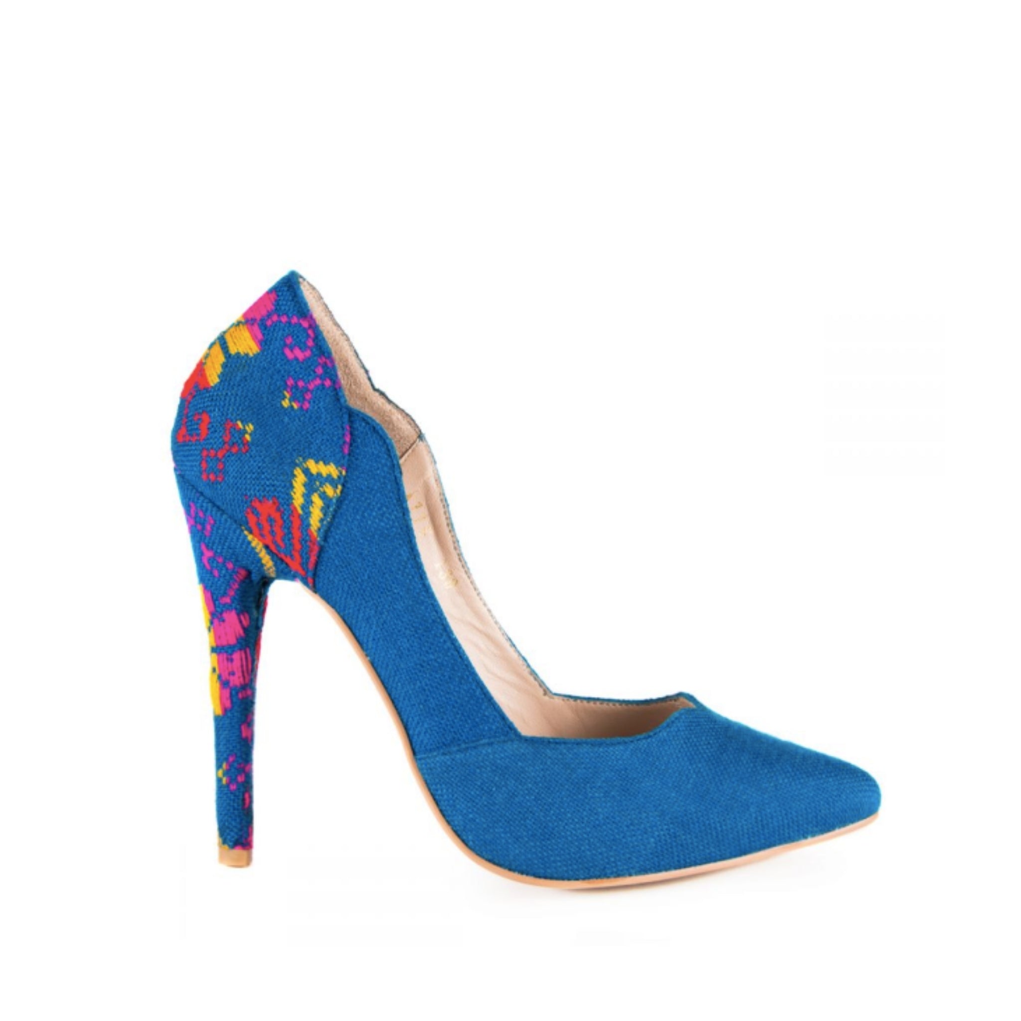 Mexican Embroidered Pumps Ocean Blue 1