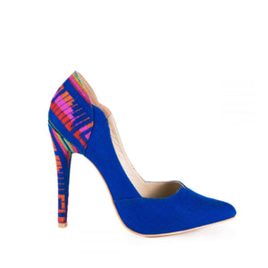 Mexican Embroidered Pumps Royal Blue 1