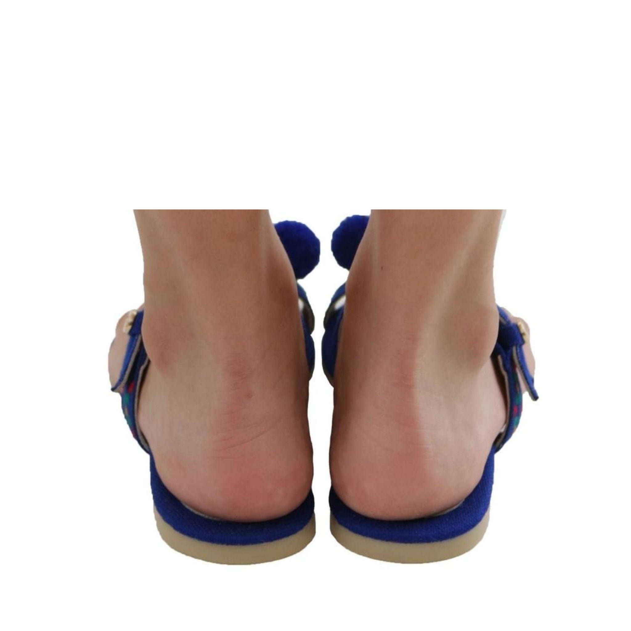 Mexican Toe Sandals Blue Embroidered 4