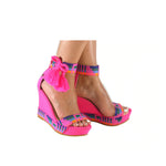 Mexican Wedges Pink Embroidered 7
