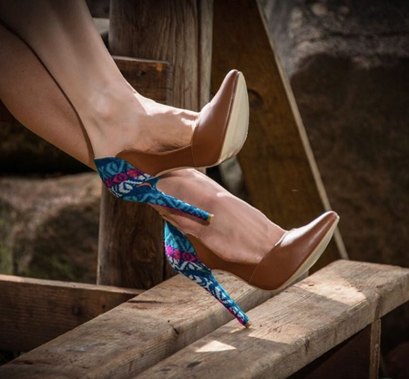 Mexican Embroidered Pumps Brown 2