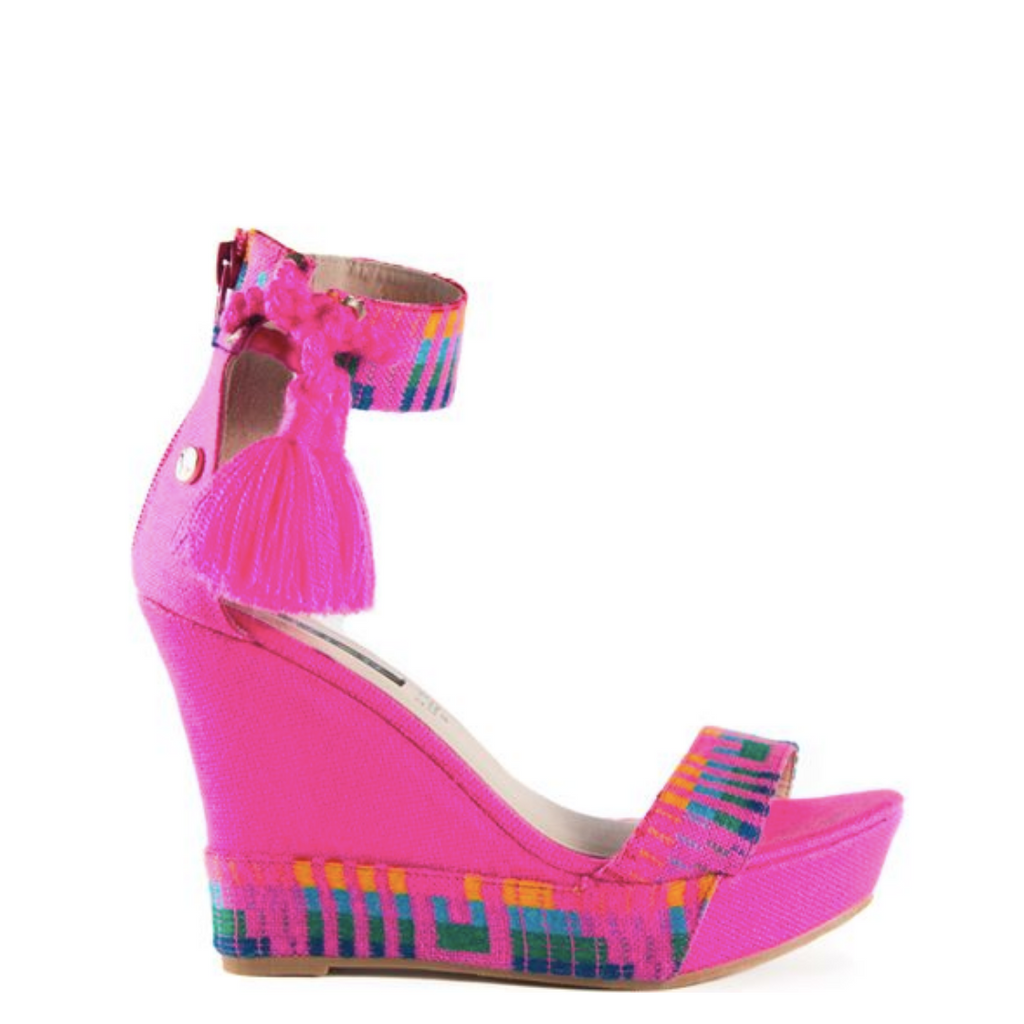 Mexican Wedges Pink Embroidered 1