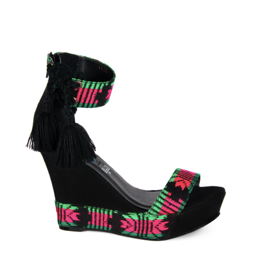 Mexican Wedges Black Embroidered 1