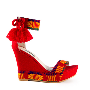 Mexican Wedges Red Embroidered