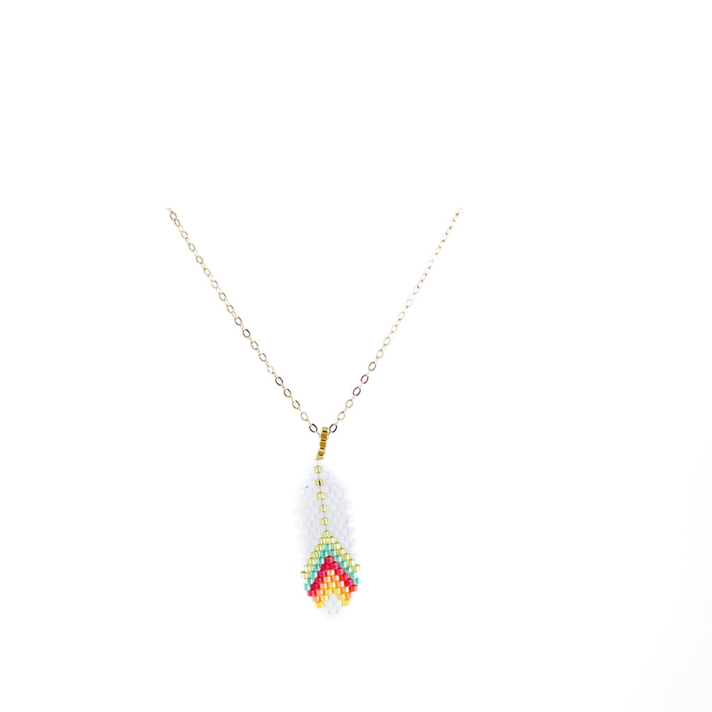 White Feather Necklace with Gold Plated Chain 1