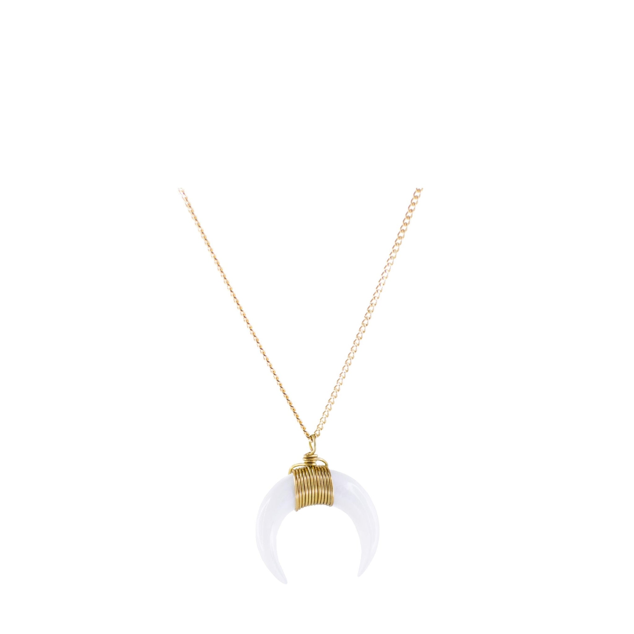 White Moon Necklace with Gold Plated Chain 1