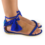 Mexican Sandals Blue Embroidered 2