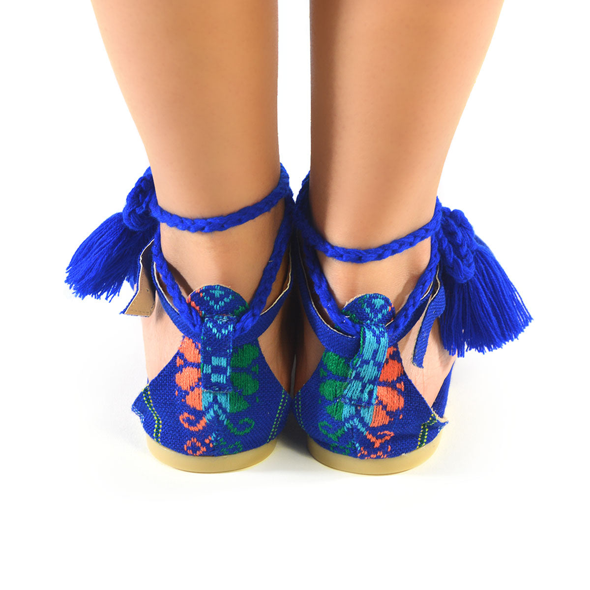 Mexican Sandals Blue Embroidered 3