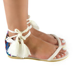 Mexican Sandals White Embroidered 2