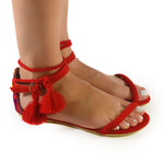Mexican Sandals Red Embroidered 2