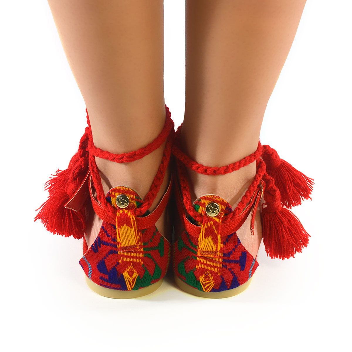 Mexican Sandals Red Embroidered 3