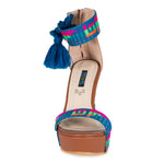 Mexican Wedges Brown with Blue Embroidered 3