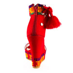 Mexican Wedges Red Embroidered 7