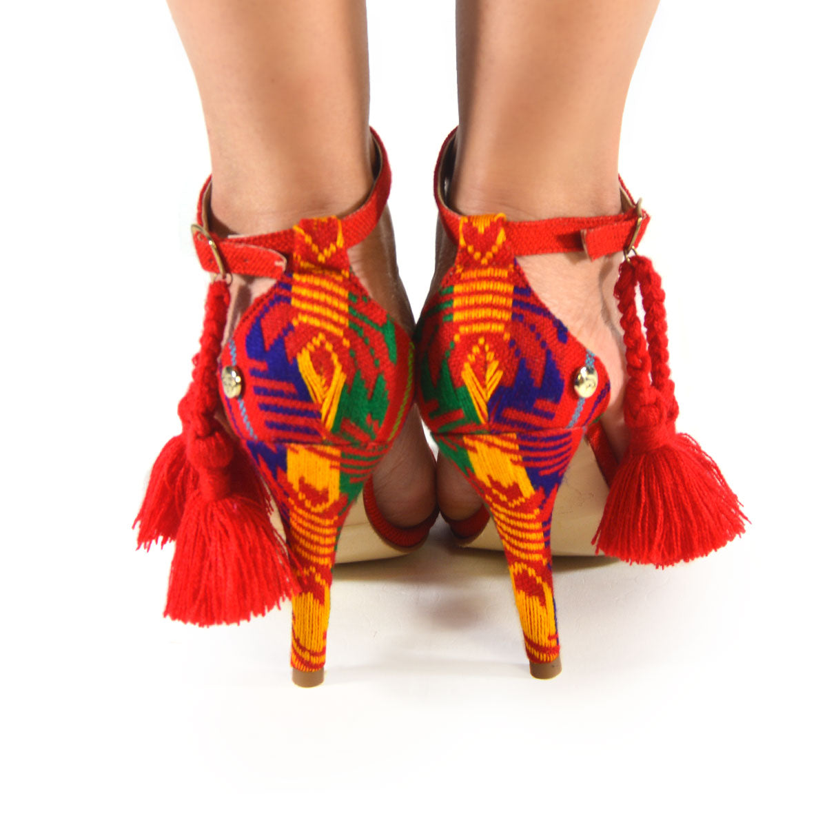 Mexican Heels Red Embroidered 3