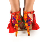 Mexican Heels Red Embroidered 3